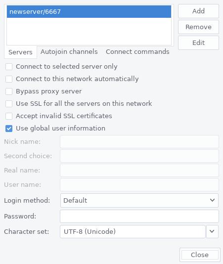 HexChat new Connection